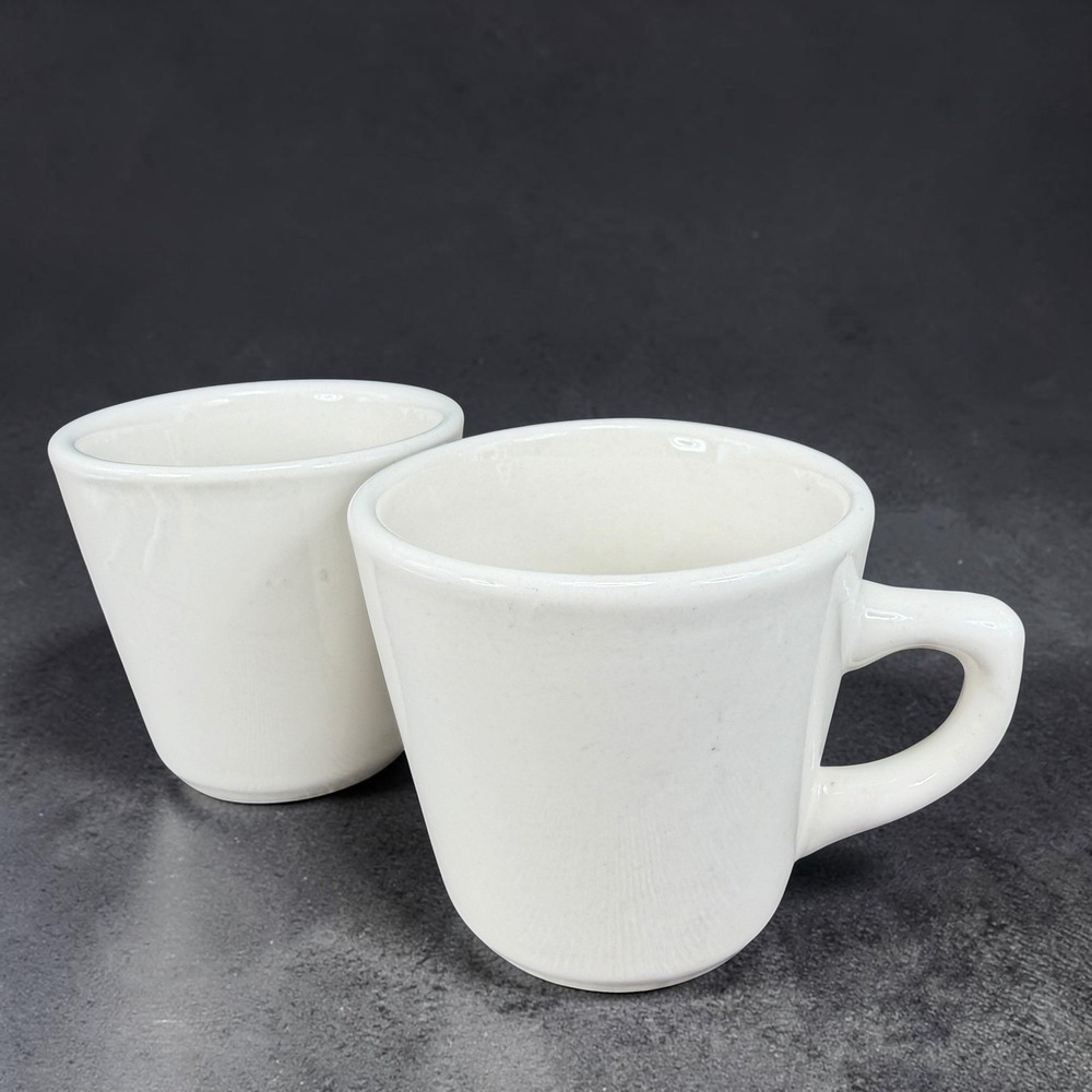 Ultima China White Ceramic Restaurant Ware Coffee Mugs Diner Style Set of 2